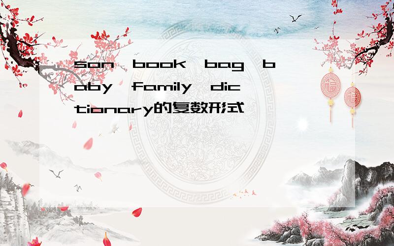 son,book,bag,baby,family,dictionary的复数形式